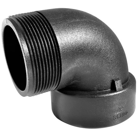 GREEN LEAF Street Pipe Elbow, 3 in, FNPT x MNPT, 90 deg Angle, Polypropylene, SCH 80 Schedule SE300P